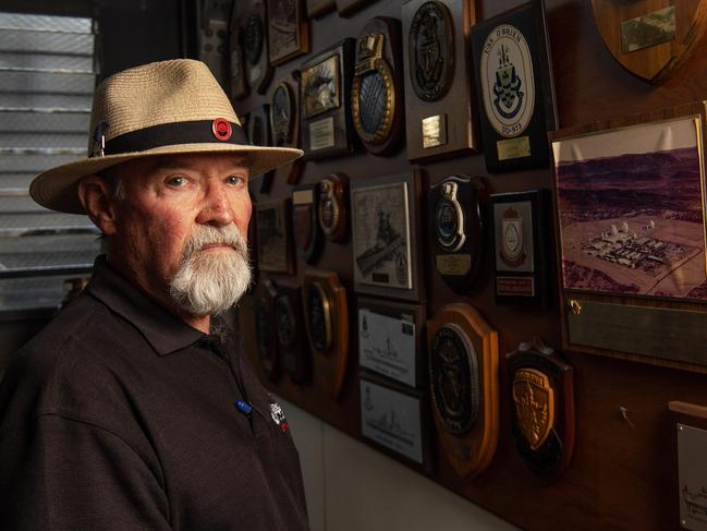 The Darwin Military Museum director Norman Cramp in front of exhibits, Wednesday August 14, 2019. Picture: KERI MEGELUS