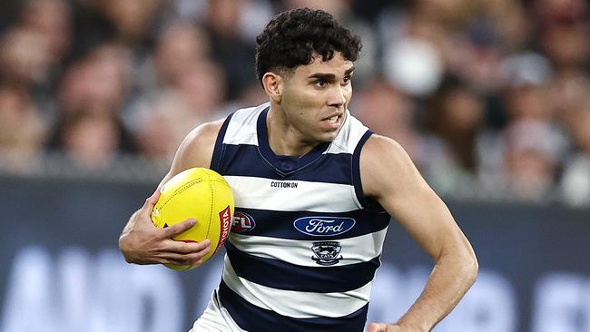 Geelong’s Tyson Stengle had a quiet qualifying final against Collingwood. Picture: Michael Klein