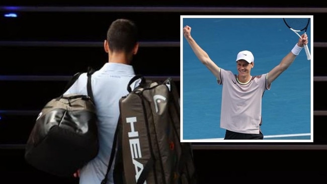 Novak Djokovic and Jannik Sinner. Photos: Getty Images and News Corporation