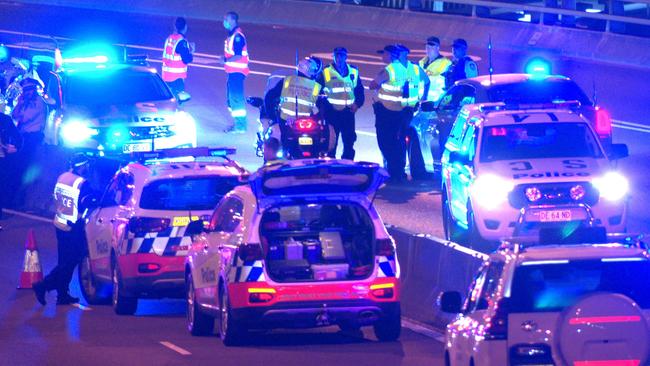 A taxi also became involved in the crash, police said. The man and woman, who had been standing on the roadside, died at the scene. Picture: OnScene Bondi