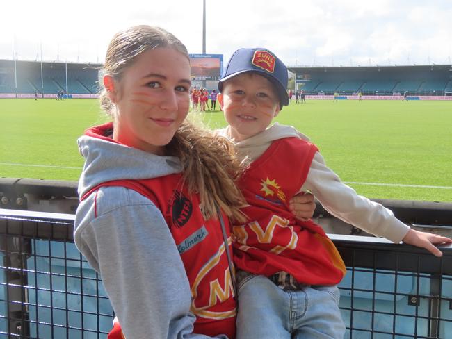 Meander Valley fans Charlie Jarman, 12 and George Jarman, six. Picture: Jon Tuxworth