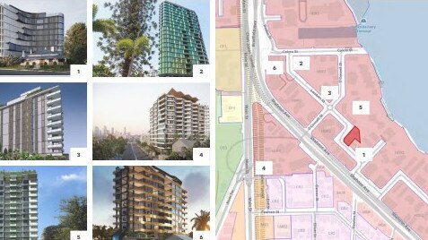 The surrounding developments for Lambert St, Kangaroo Point.