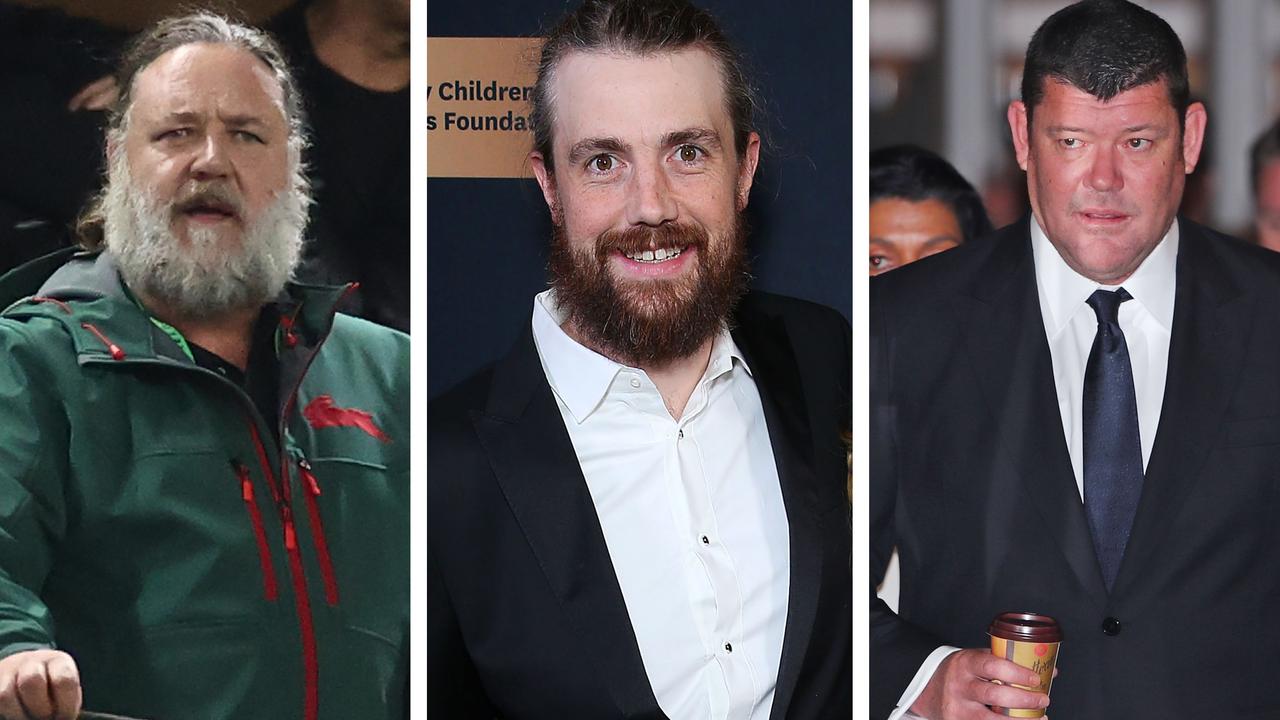 Russell Crowe, Mike Cannon-Brookes and James Packer.