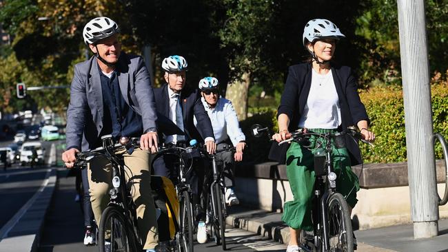 Princess Mary and members of Denmark’s visiting delegation on a tour of Sydney’s CBD cycleways in 2023. Picture: NCA NewsWire / Jeremy Piper