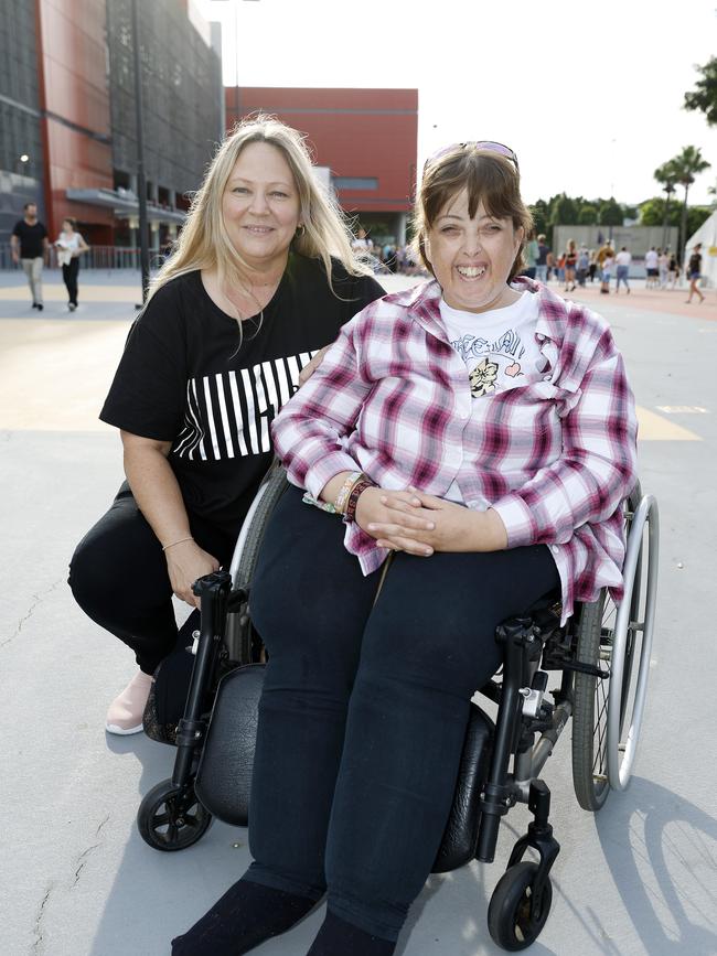 Pauline London and Melissa Finn at the Ed Sheeran concert at Suncorp Stadium. Picture: Josh Woning