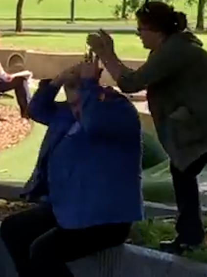 The egging happened at a United Australia Party event.