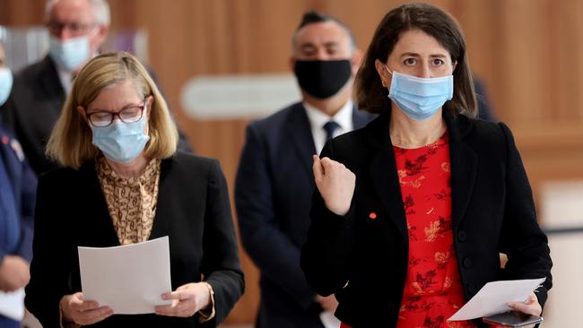 NSW Chief Health Officer Kerry Chant, left, and Premier Gladys Berejiklian. Picture: Damian Shaw