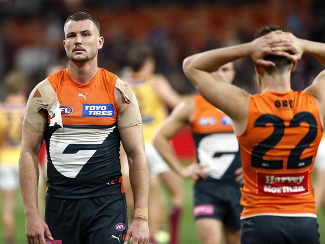 Dejected Kieren Briggs during the AFL Semi Final match between the GWS Giants and Brisbane Lions at Engie Stadium on September 14, 2024. Photo by Phil Hillyard(Image Supplied for Editorial Use only - **NO ON SALES** - Â©Phil Hillyard )