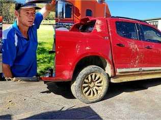 THE UTE: Police believe missing man Lachlan Cairns may have been living in his ute in the period before his disappearance. INSET: Lachlan Cairns. Picture: Frank Redward/NSW Police