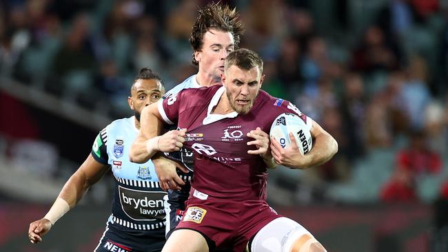 Kurt Capewell was huge in his debut for the Maroons. Picture: Cameron Spencer/Getty Images