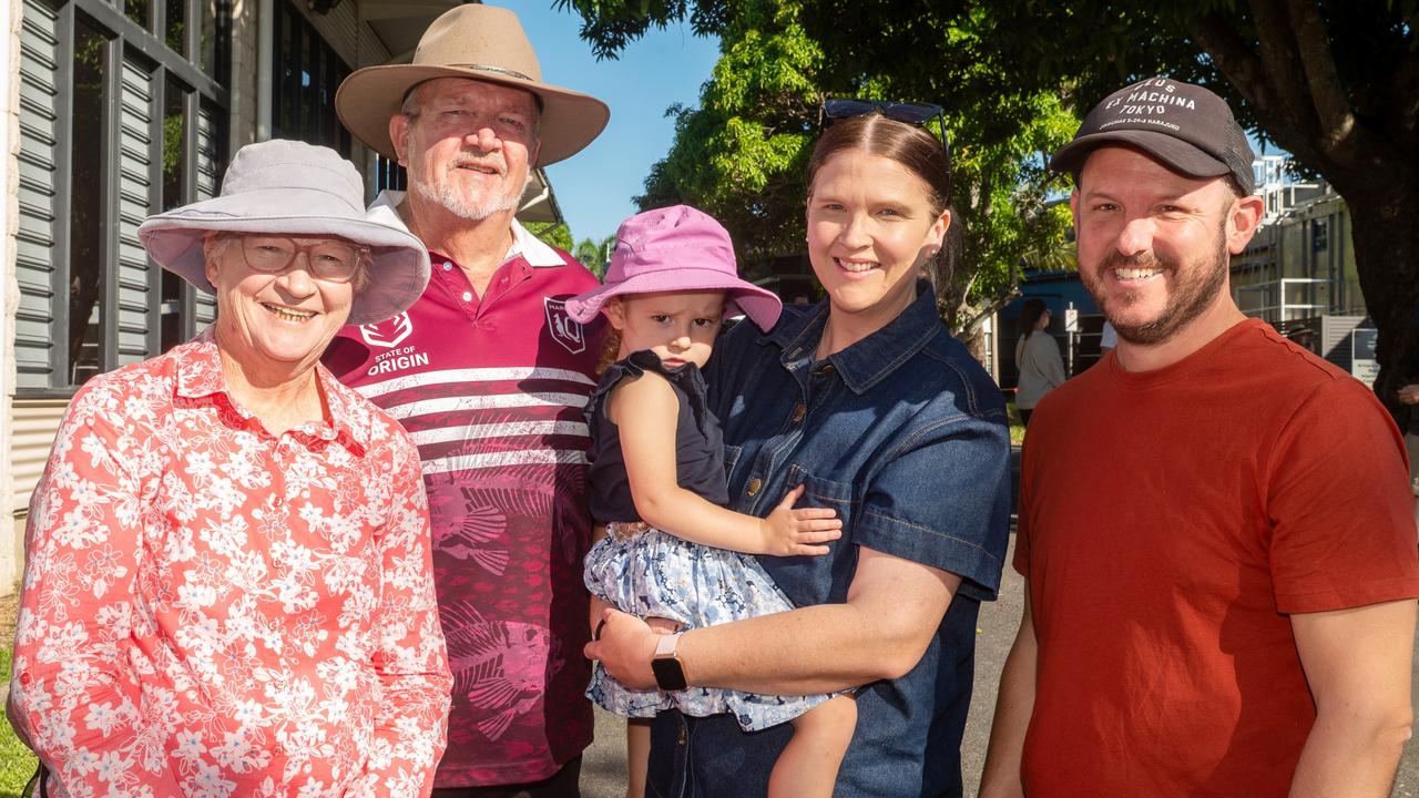 Colleen Galletly, Stewart Galletly, Kim, Rosie and Sam OKeeffe ANZAC Day Mackay Friday 25 April 2025 Picture:Michaela Harlow