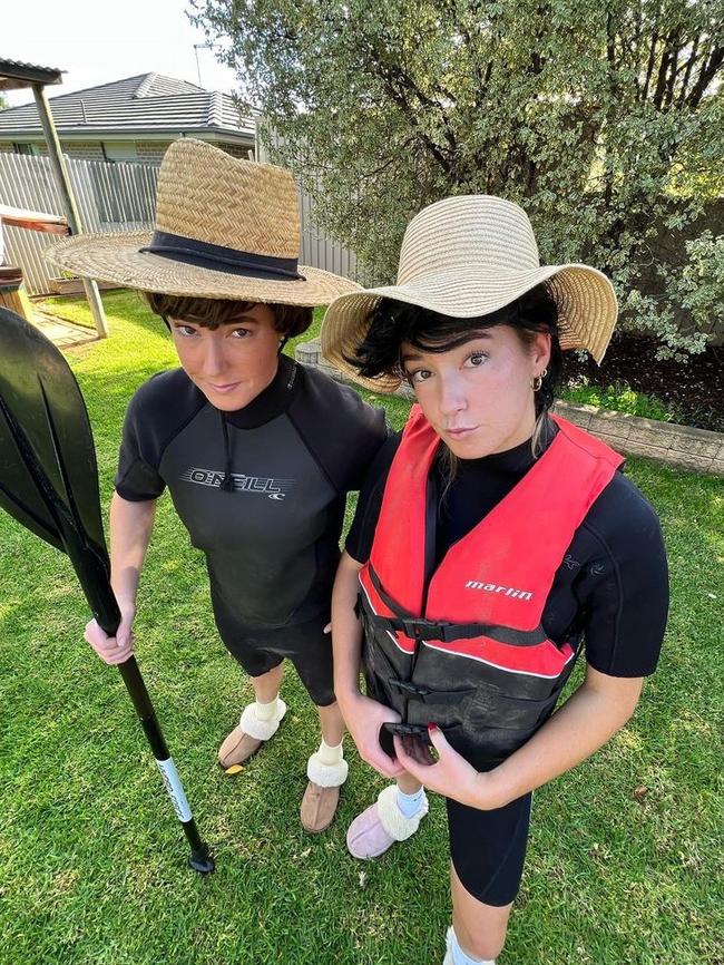 The Newman twins show off their comedic side with their 29k followers on their shared account. Picture: Instagram @hallieandmaddi