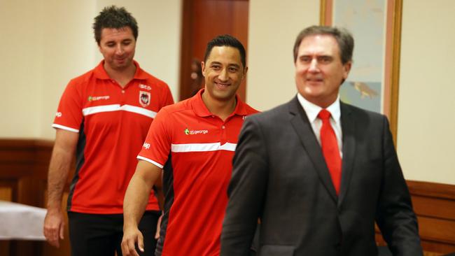 Benji Marshall with Steve Price and Peter Doust.