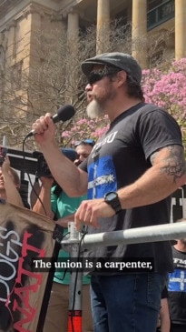 Jade Ingham fires up CFMEU rally in Brisbane CBD