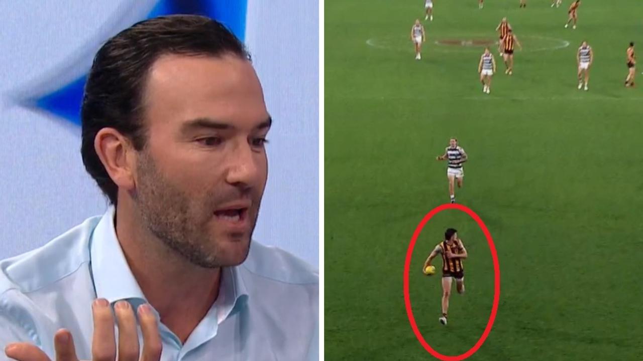 Jordan Lewis has been critical of current Hawk Mitch Lewis' look-back during his game-sealing goal against Geelong.