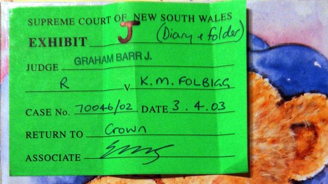 Cover of diary belonging to   NSW mother Kathleen (Kathy) Folbigg who has been charged with murdering four of her children between 1989 and 1999. child murder serial killer baby evidence