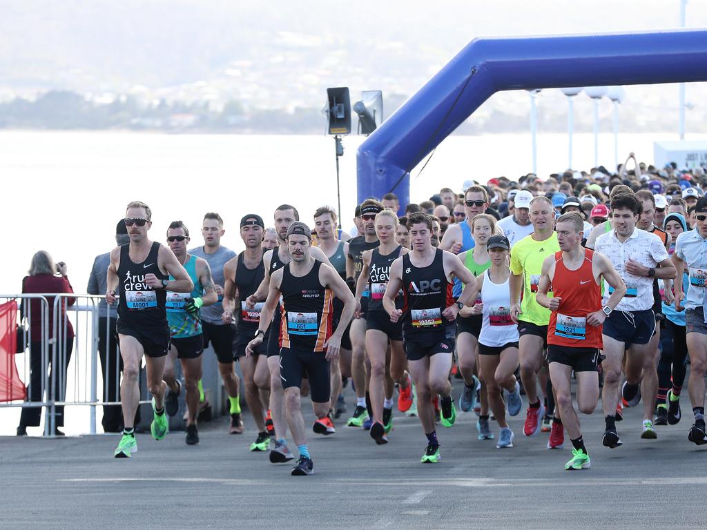 Start of the 2019 Point to Pinnacle. Picture: LUKE BOWDEN