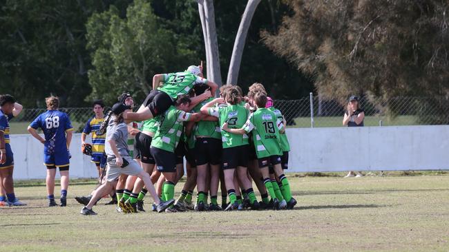 Action galleries of the junior rugby union grand finals, match played at Surfers Paradise Home Ground. Gold Coast Eagles Vs Currumbin Alligators under 16s division. Picture Mike Batterham