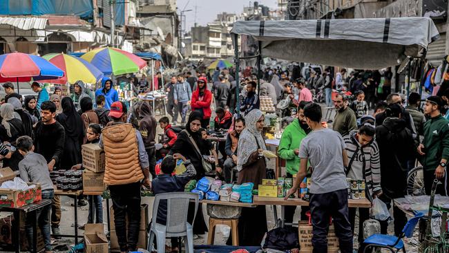 An open-air market in Gaza City. Picture: AFP