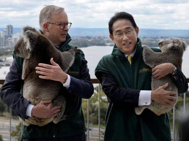 Australia and Japan signed a renewed Joint Declaration on Security Cooperation during a visit by the Japanese leader. Picture: NCA NewsWire / Sharon Smith