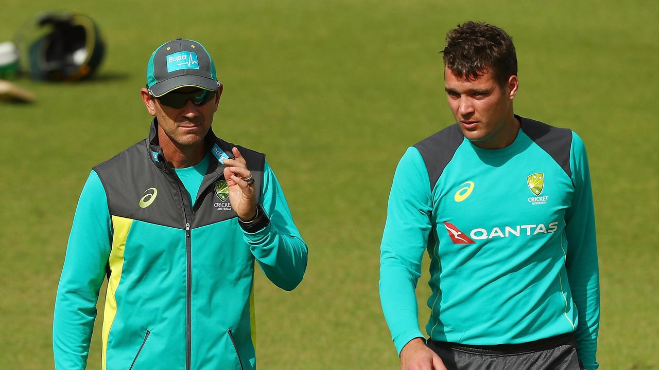 New Test wicketkeeper Alex Carey with Justin Langer.