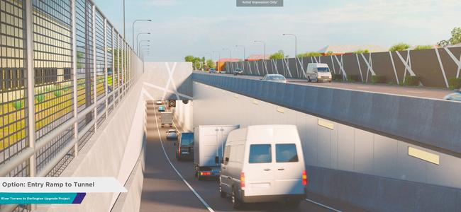 An artist’s impression of the entry ramp to a tunnel as part of the North-South Corridor.