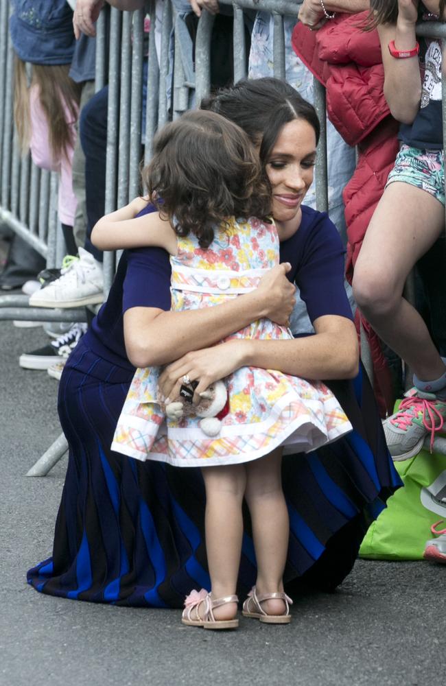 Catalina Rivera was “very happy” to get a hug from Meghan. Picture: Alan Gibson-Pool/Getty Images