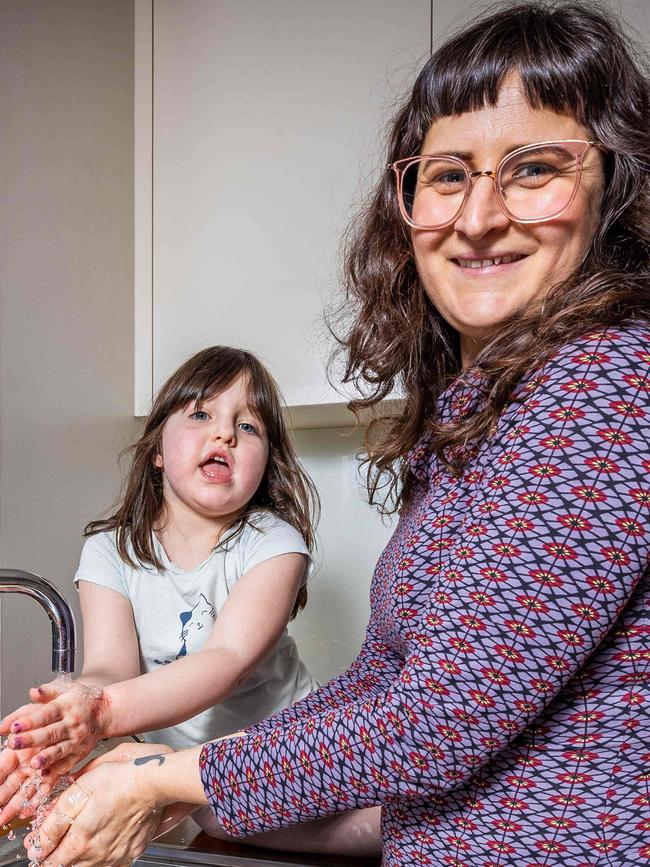 Sophia Hayes and daughter Nola, 5. Picture: Jake Nowakowski