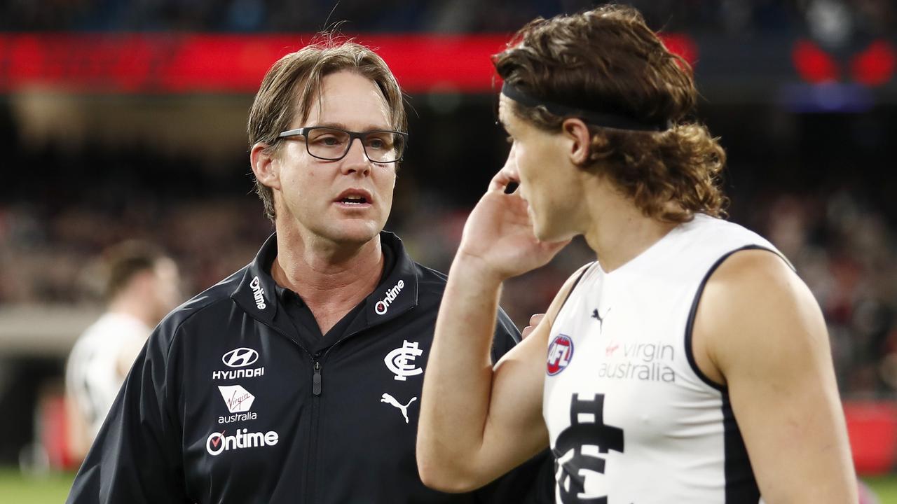 David Teague says he hasn’t been honest about the extent of Cripps’ fitness. Picture: Dylan Burns/AFL Photos via Getty Images