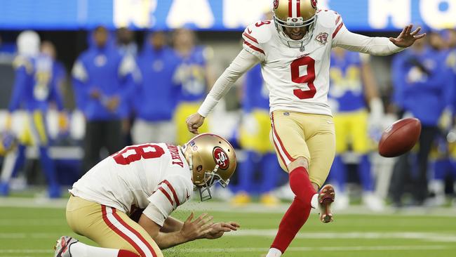 Mitch Wishnowsky (left) will have to wait at least another year for a shot at Super Bowl glory. Picture: Christian Petersen/Getty Images