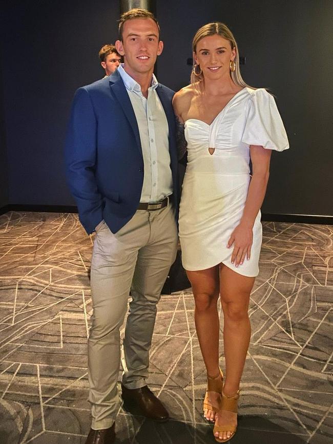 Julia Robinson and Steve Close at the 2020 Broncos Launch. Photo: Instagram/@juliaa_robinson.