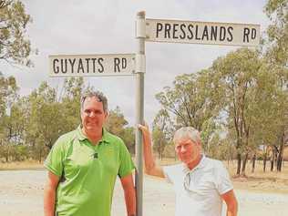 RECONNECTION: Rick Pressland and Andrew Bingley at Presslands Road Reids Creek. Picture: Rick Pressland