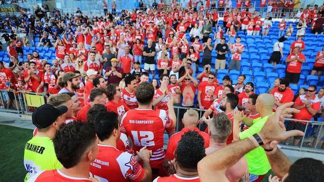 17th October 2020, Currumbin Eagles celebrate winning the Gold Coast Rugby League Reserve Grade Grand Final against the Tugun Seahawks played at CBus Stadium Photo: Scott Powick Newscorp