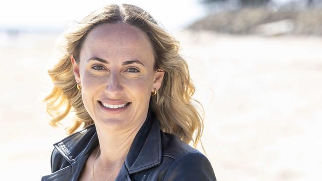 September 15, 2024: Sarah Game, One Nation MP with her children at Brighton Beach. Picture: Kelly Barnes