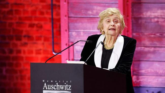 Auschwitz survivor Tova Friedman delivers a speech during commemorations on the 80th anniversary of the liberation of Auschwitz-Birkenau. Picture: AFP