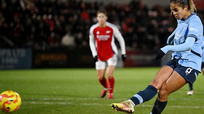 Mary Fowler scored twice against Arsenal. Picture: Justin Setterfield/Getty Images