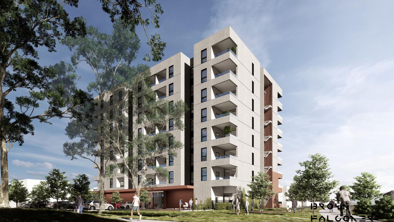 Artist impression of the eighth-storey affordable rental apartment building at Prospect Corner, on which work has started. Picture: Renewal SA