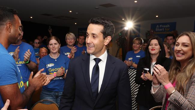 Leader of the Opposition David Crisafulli at Sunday’s LNP campaign launch at Ipswich Showgrounds. Picture: Liam Kidston