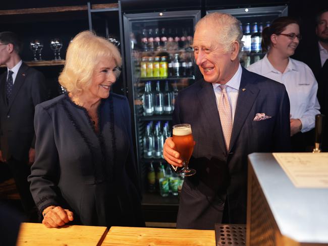 King Charles III and Camilla, Queen Consort toast to their final reception in Hamburg on their recent visit to Germany. Picture: Getty Images