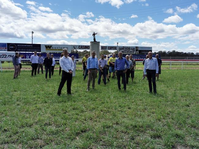 Page MP Kevin Hogan with Richmond Valley Council mayor Robert Mustow and Clarence MP Chris Gulaptis and RVC general manager Vaughan Macdonald at the showground funding announcement.