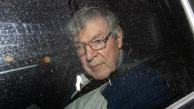 Cardinal George Pell arrives at the Seminary of the Good Shepherd in Sydney on Wednesday following this week’s High Court finding. Picture: AAP