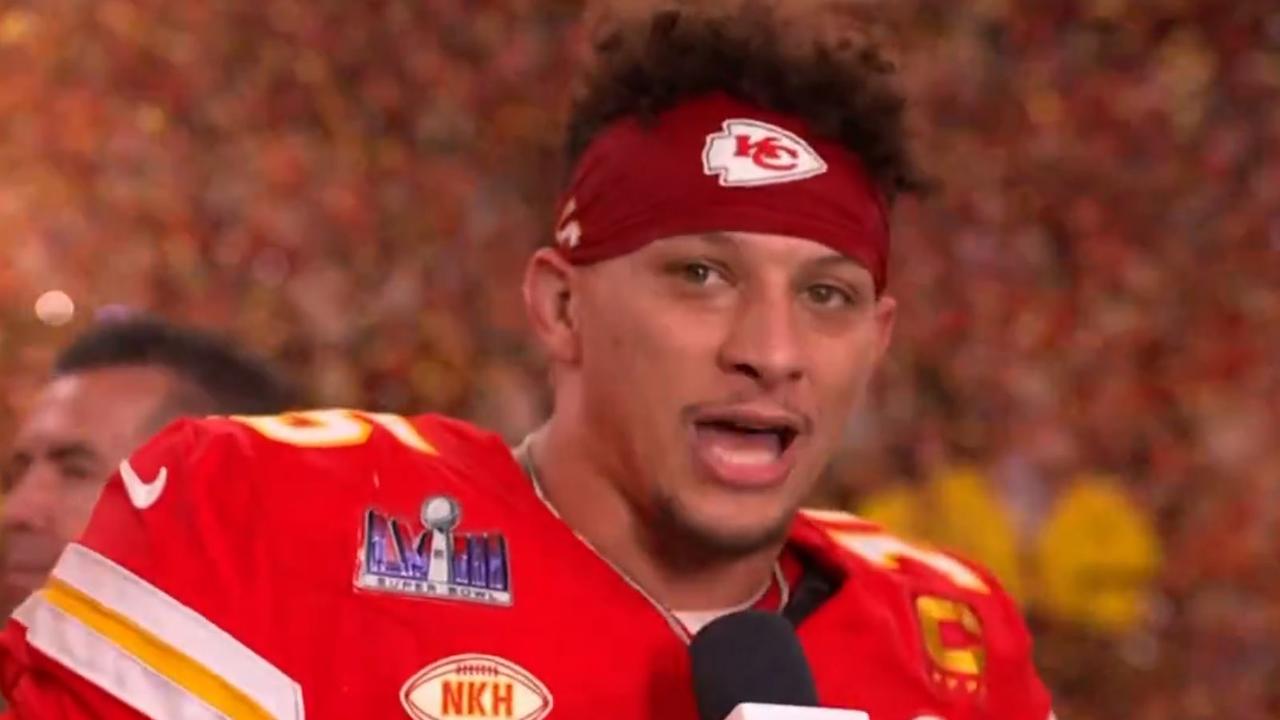 Patrick Mahomes speaks after the game.