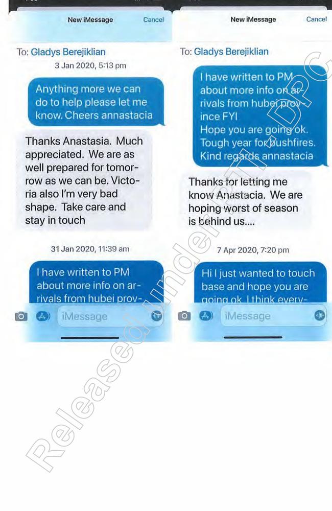 Text messages, obtained via a Right to Information request, between the NSW and QLD premiers.