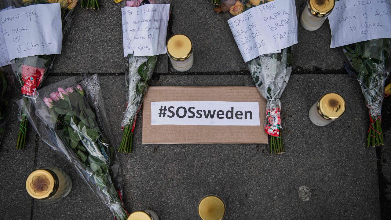 In Stockholm’s Mynttorget Square, people have been leaving flowers and notes in memory of loved ones lost to COVID-19. Some of the messages express frustration over Sweden’s softer approach to curbing the pandemic. Picture: Jonathan Nackstrand/AFP