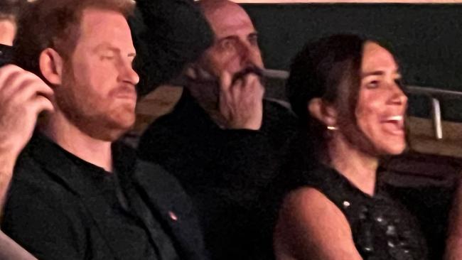 Prince Harry having the time of life his life watching Katy Perry with Meghan Markle in Las Vegas. Picture: MEGA
