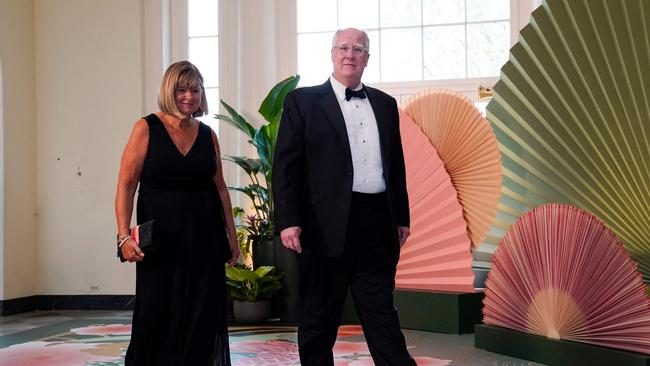 White House adviser Mike Donilon (R) and guest arrive for a State Dinner in honour of Japanese Prime Minister Fumio Kishida at the White House in April. Picture: Drew Angerer / AFP