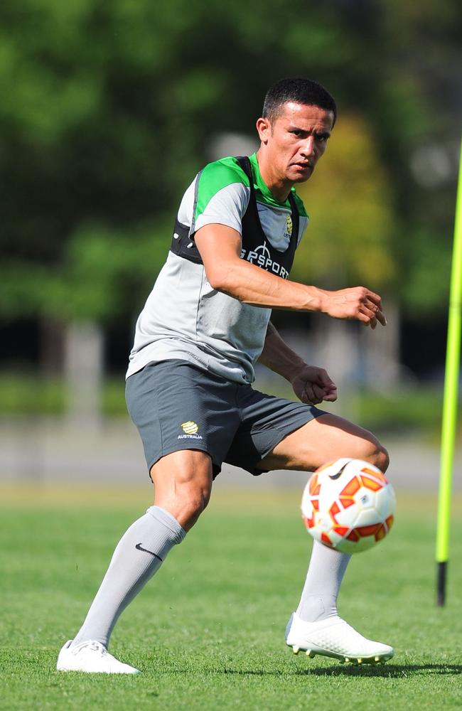 Tim Cahill is relishing leading the line for the Socceroos.