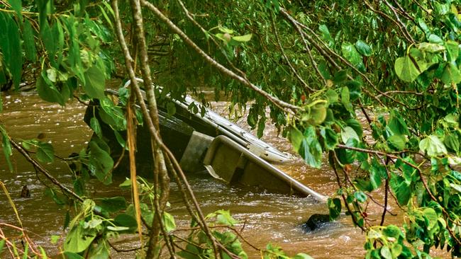 A woman died when her car was swept into floodwaters at Mt Ossa. Picture: Daryl Wright