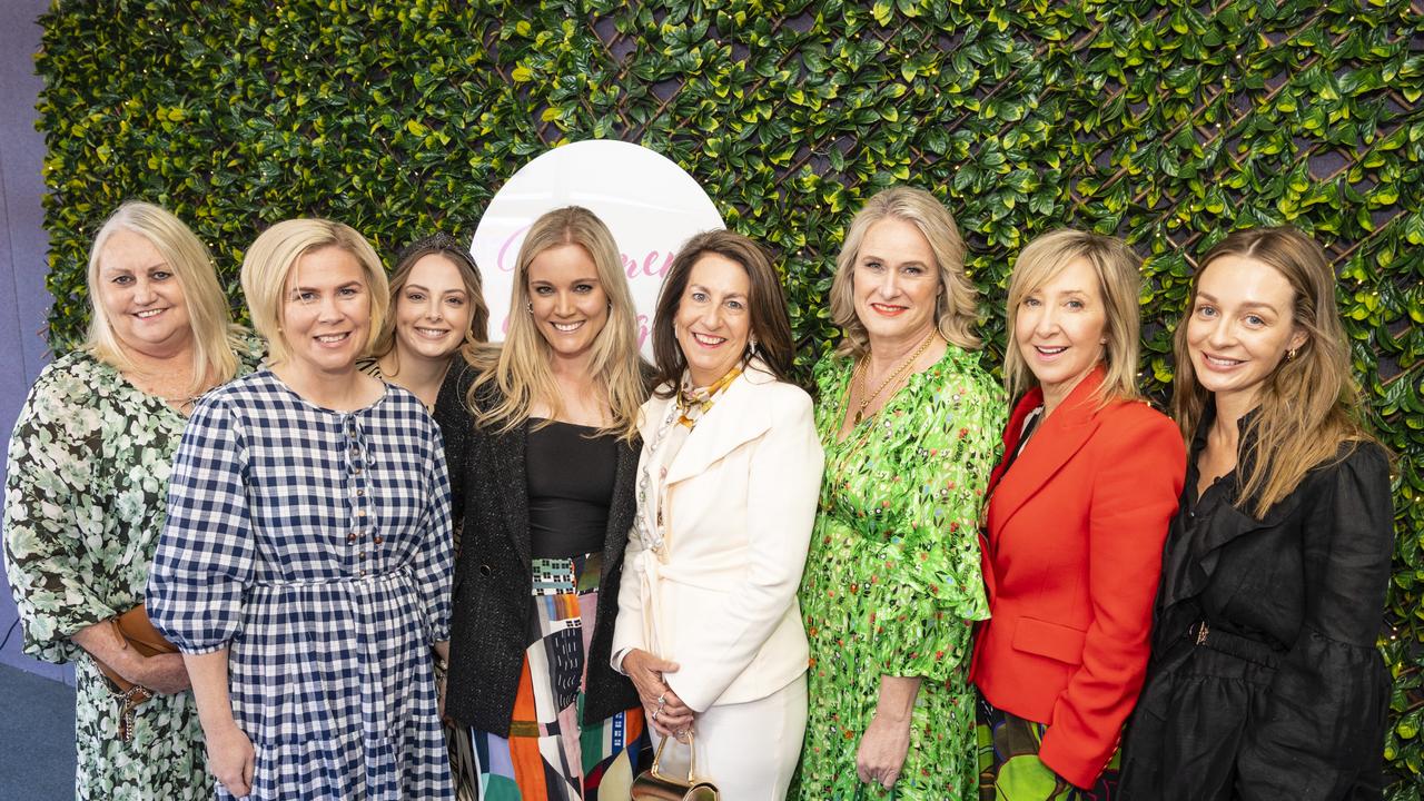 At Toowoomba Hospital Foundation's Women of Strength luncheon are (from left) Vicki Lorrimer, Jess Barnes, Christina Callaghan, Emma Rackley, Liz Wagner, Alison Kennedy, Catherine Kirkwood and Lilli Peak at Rumours International, Friday, August 19, 2022. Picture: Kevin Farmer