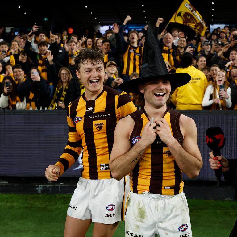 Jack Ginnivan and Nick Watson are fan favourites. (Photo by Michael Willson/AFL Photos via Getty Images)